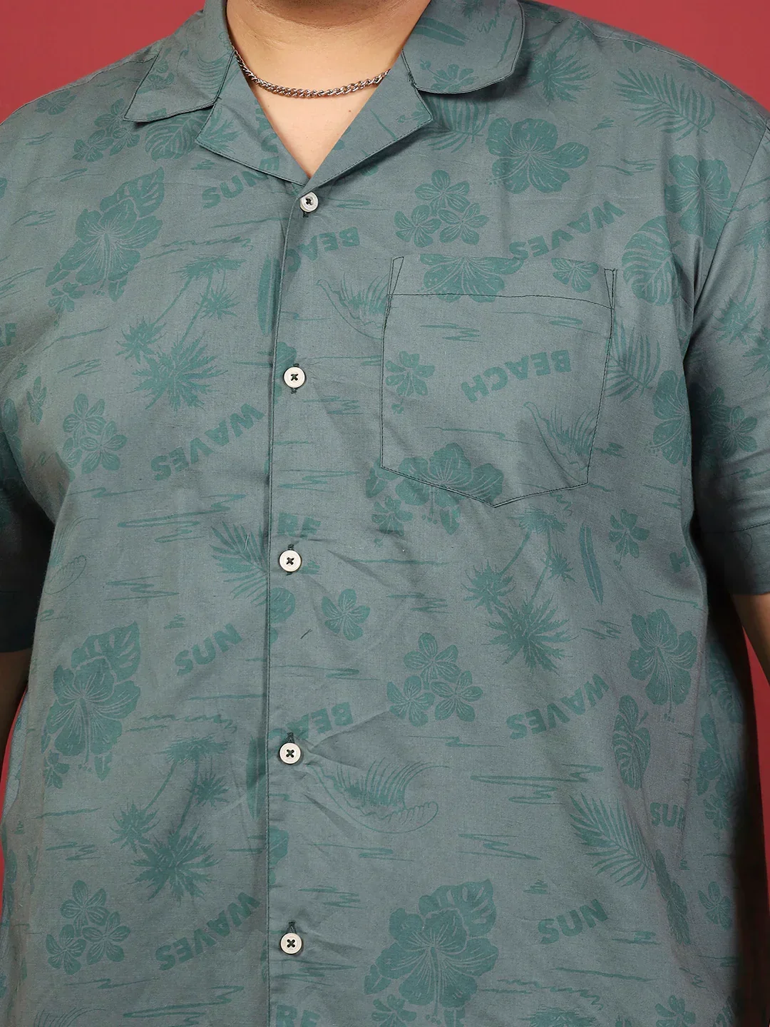 Men Plus Size Stevore Green Printed Shirt - Image 7