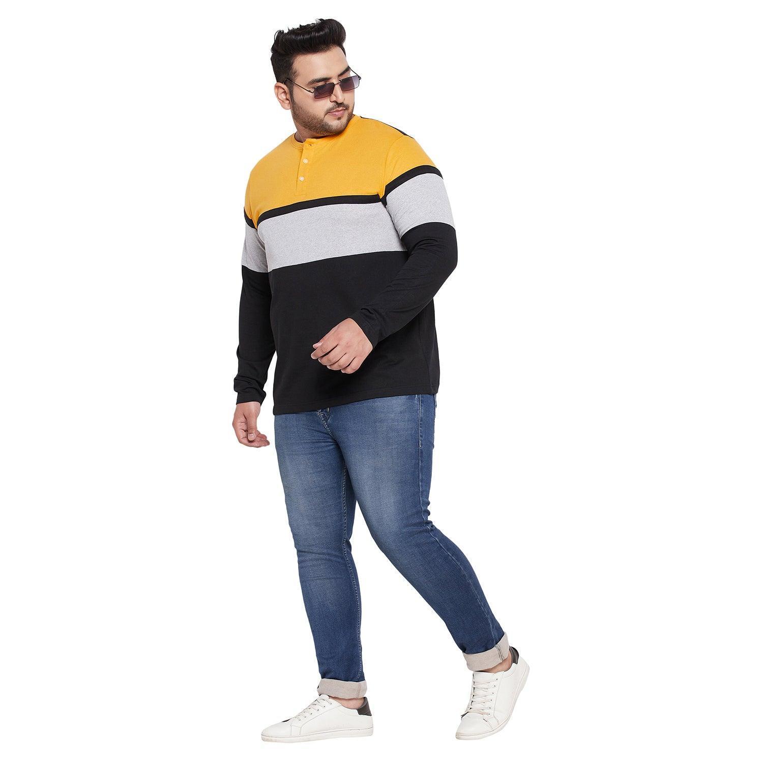 Men Plus Size Stirrup Colorblock Henley Tshirt - Image 2