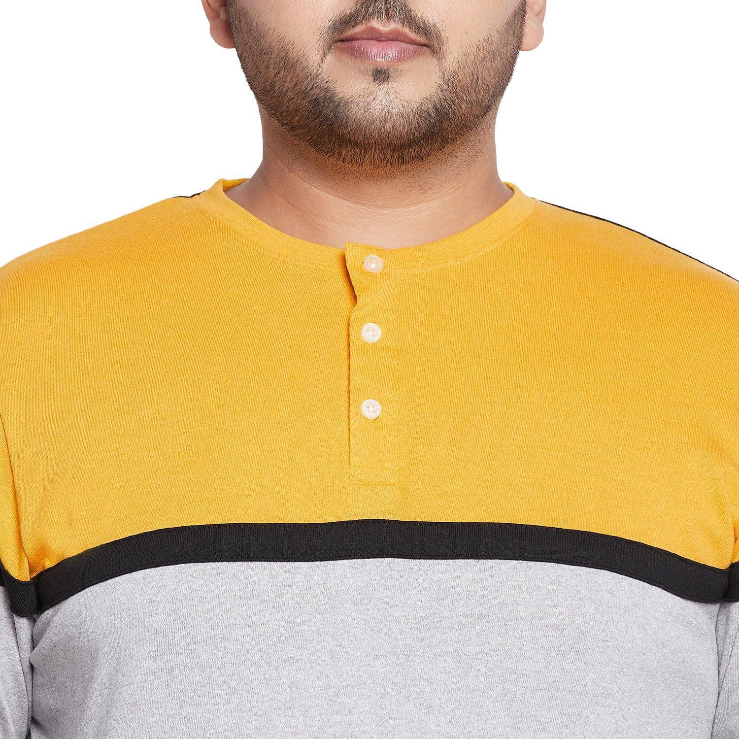 Men Plus Size Stirrup Colorblock Henley Tshirt - Image 6