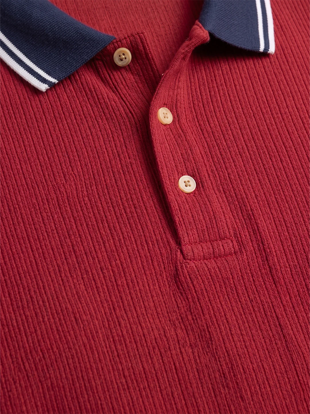 Men Plus Size Striation Maroon Solid Polo - Image 4