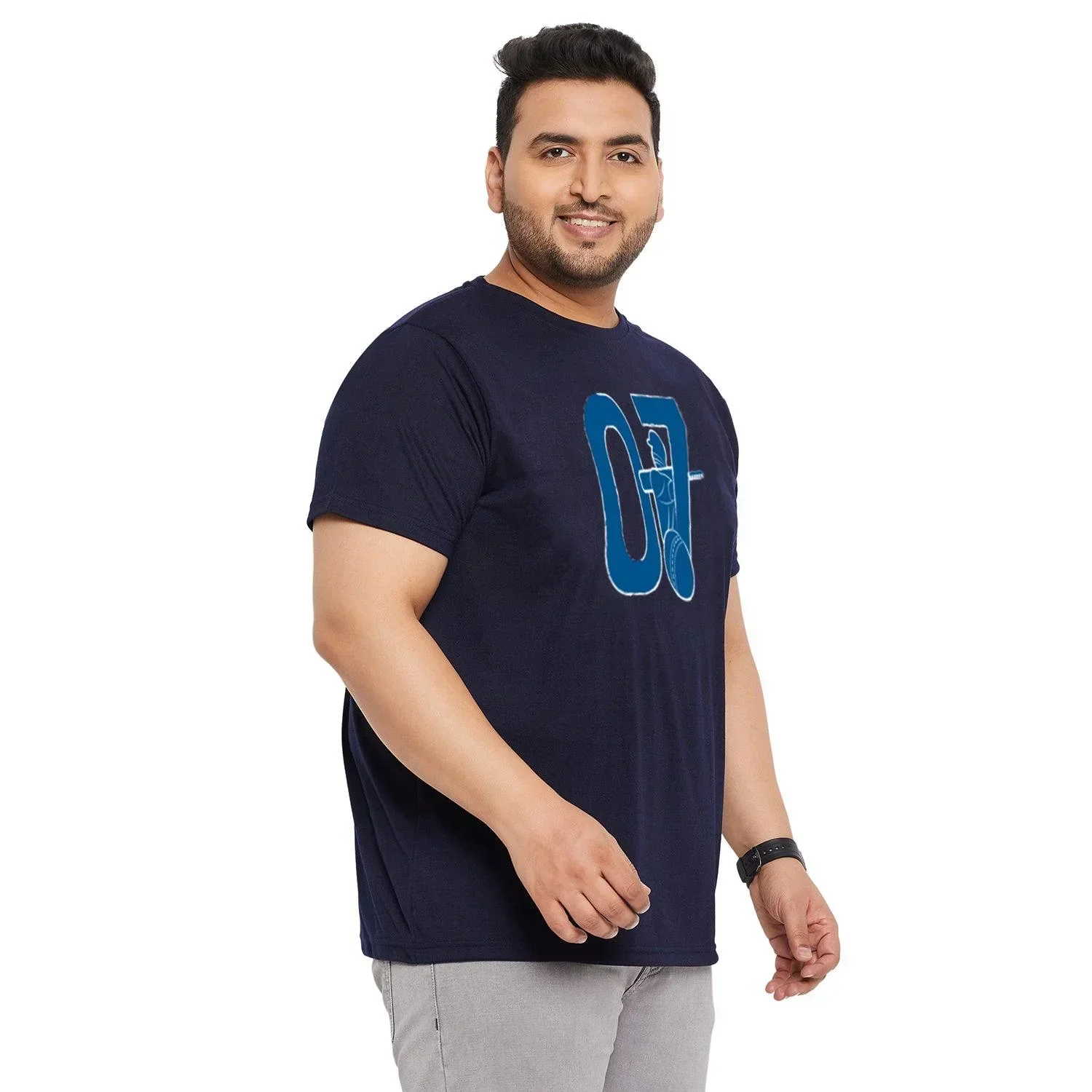 Men Plus Size Stump Printed Round Neck Tshirt - Image 3