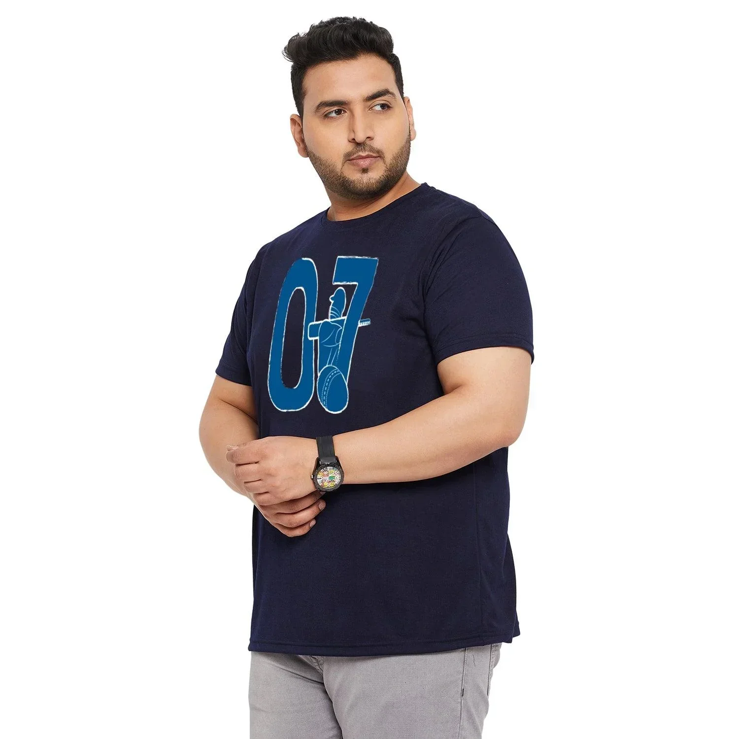 Men Plus Size Stump Printed Round Neck Tshirt - Image 4