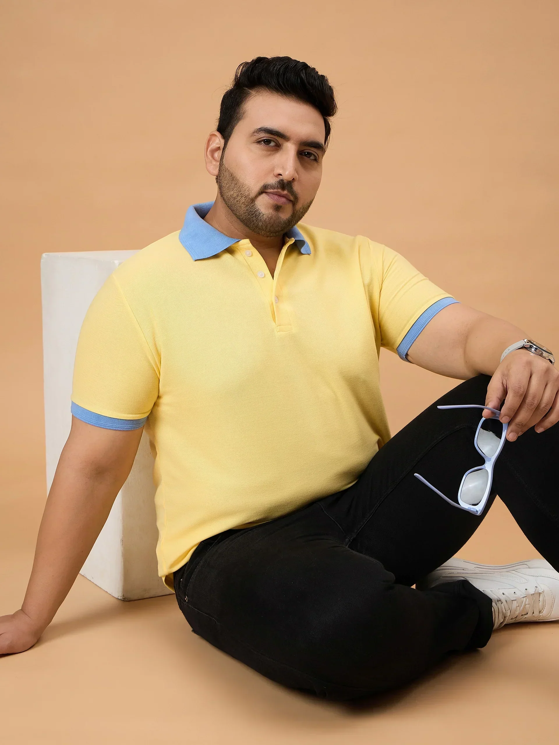 Men Plus Size Styvia Solid Polo Tshirt