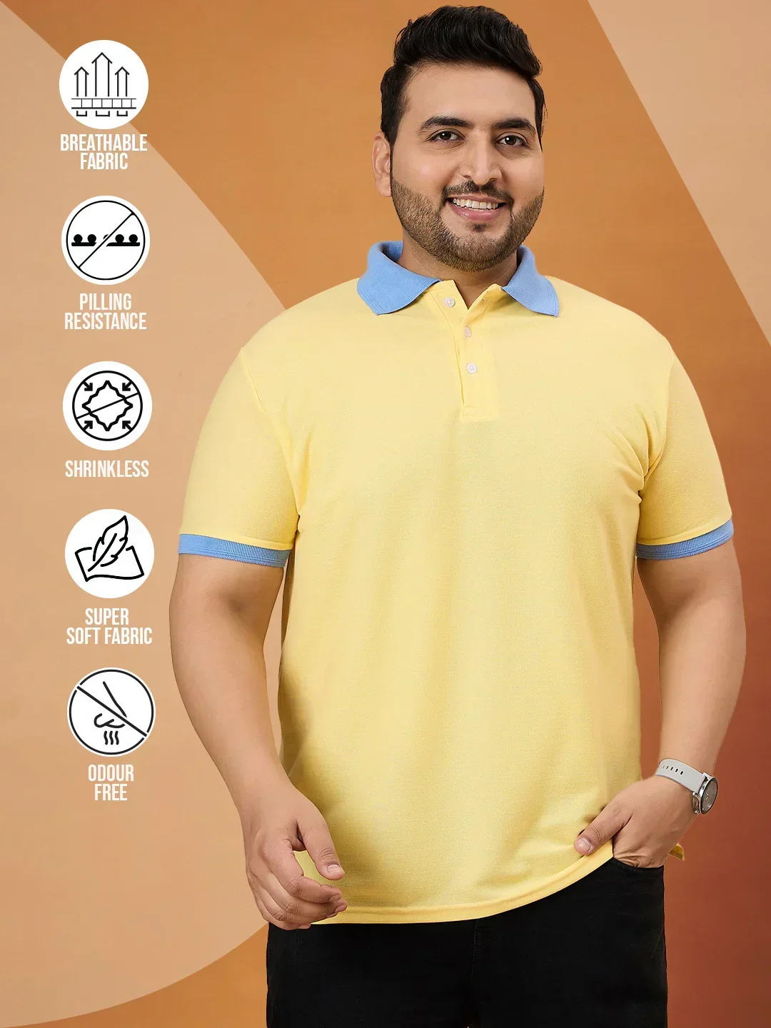 Men Plus Size Styvia Solid Polo Tshirt - Image 2