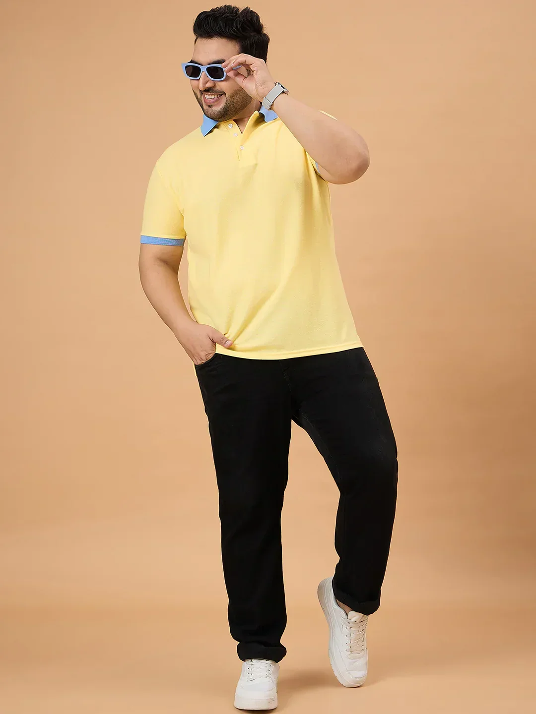 Men Plus Size Styvia Solid Polo Tshirt - Image 3