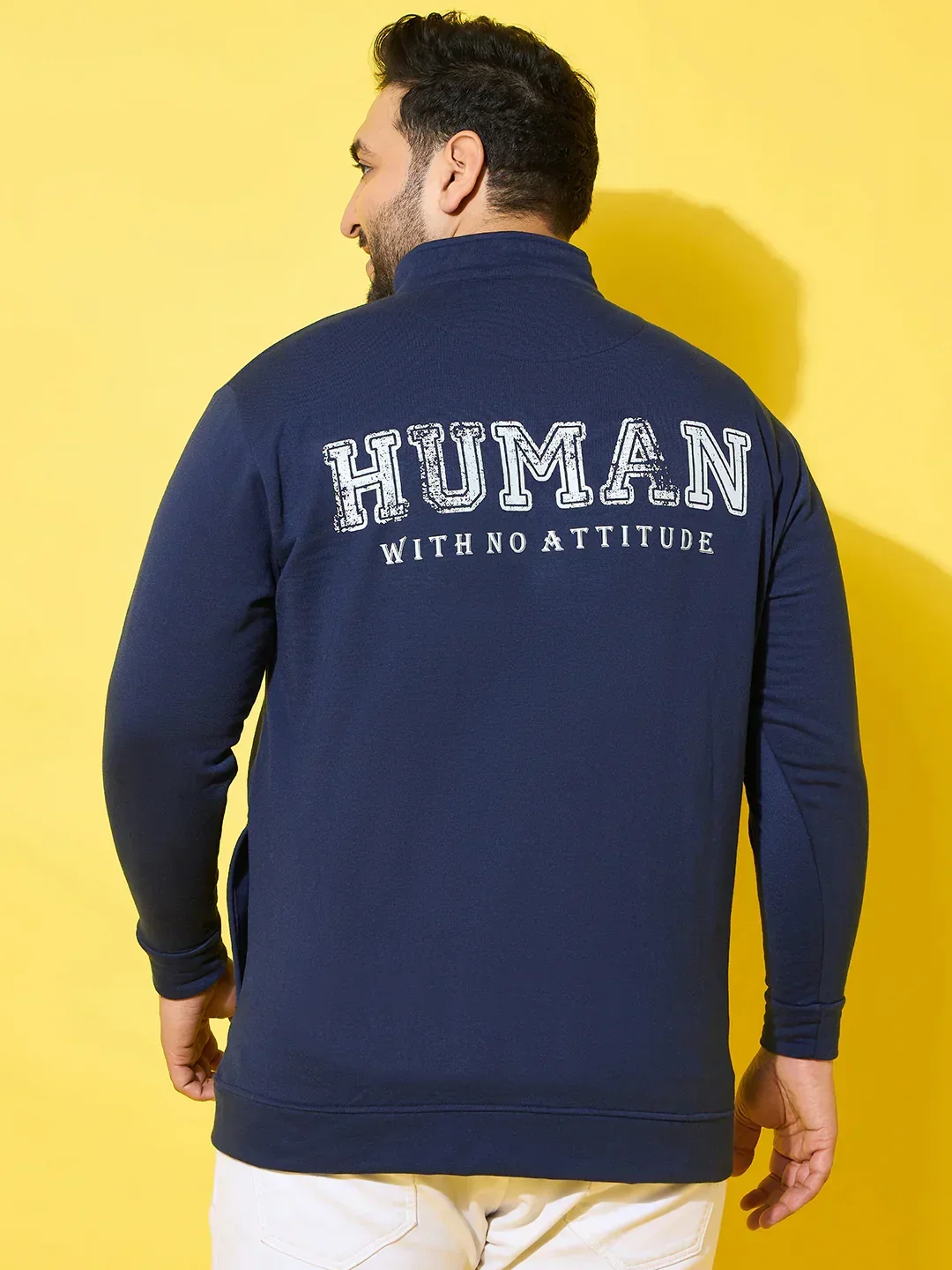 Men Plus Size Subtle Navy Printed Jacket - Image 7