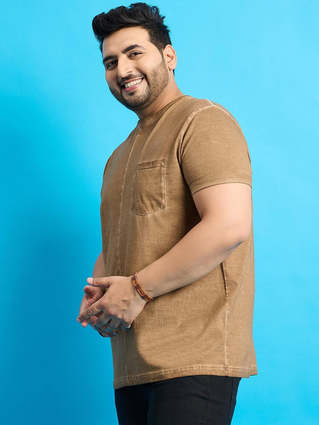 Men Plus Size Summer Solid Round Neck Tshirt - Image 5