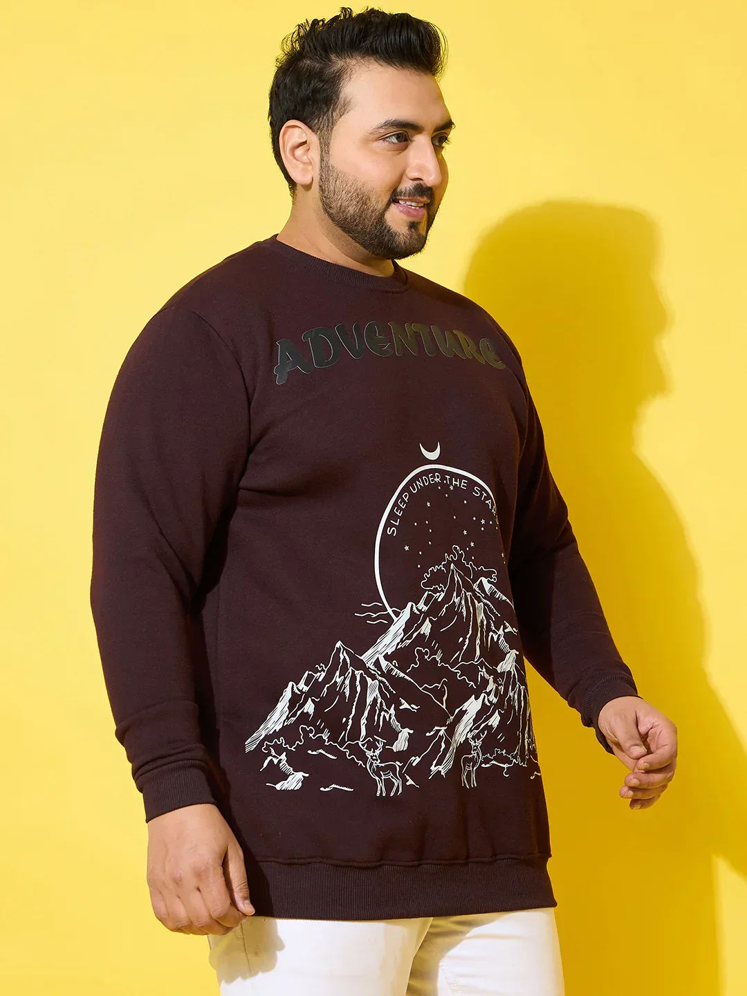 Men Plus Size Summit Black Printed Sweatshirt - Image 4