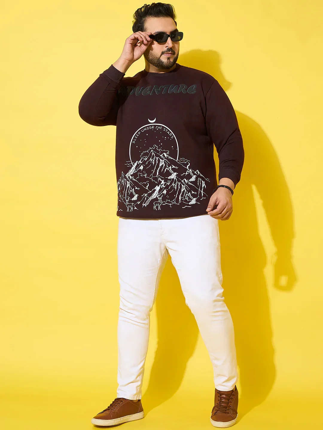 Men Plus Size Summit Black Printed Sweatshirt - Image 8