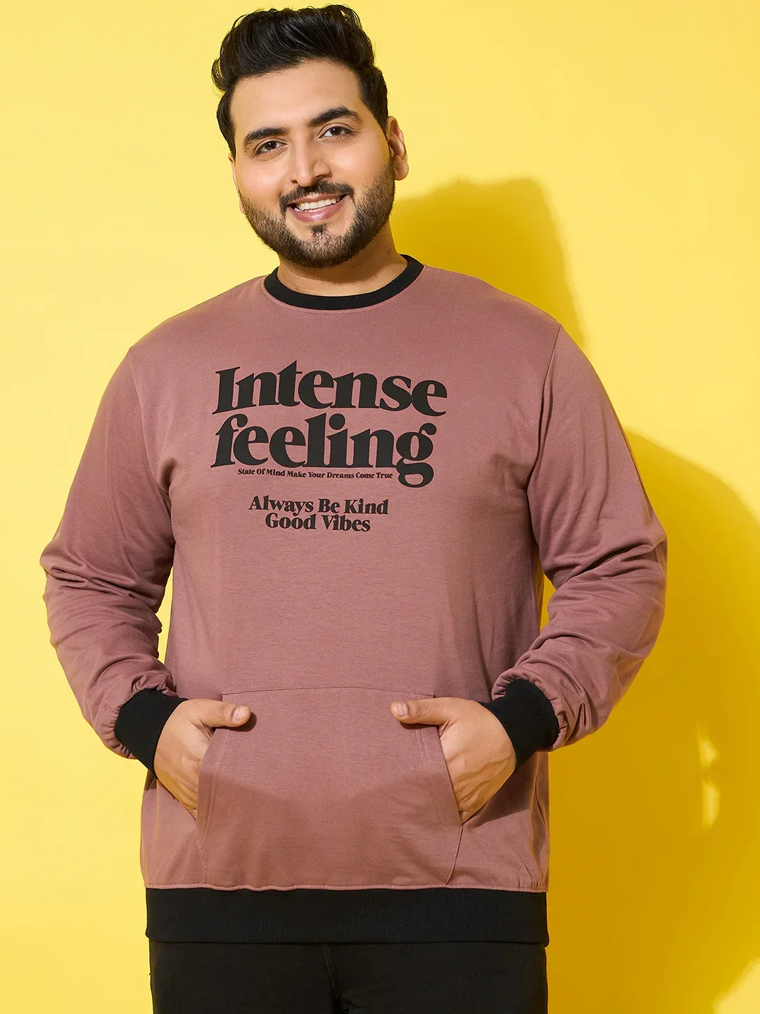 Men Plus Size Surge Peach Printed Sweatshirt - Image 2