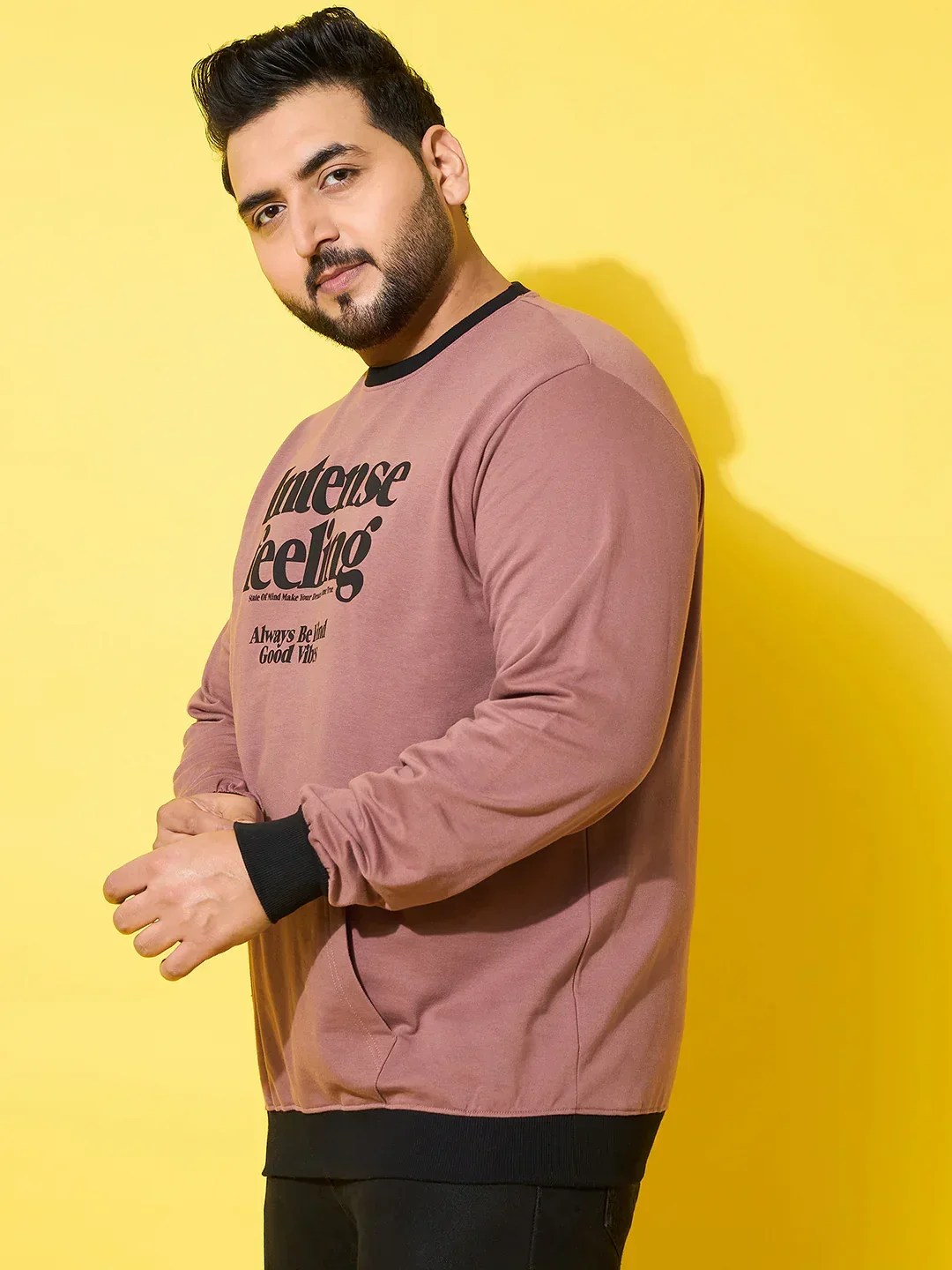 Men Plus Size Surge Peach Printed Sweatshirt - Image 3