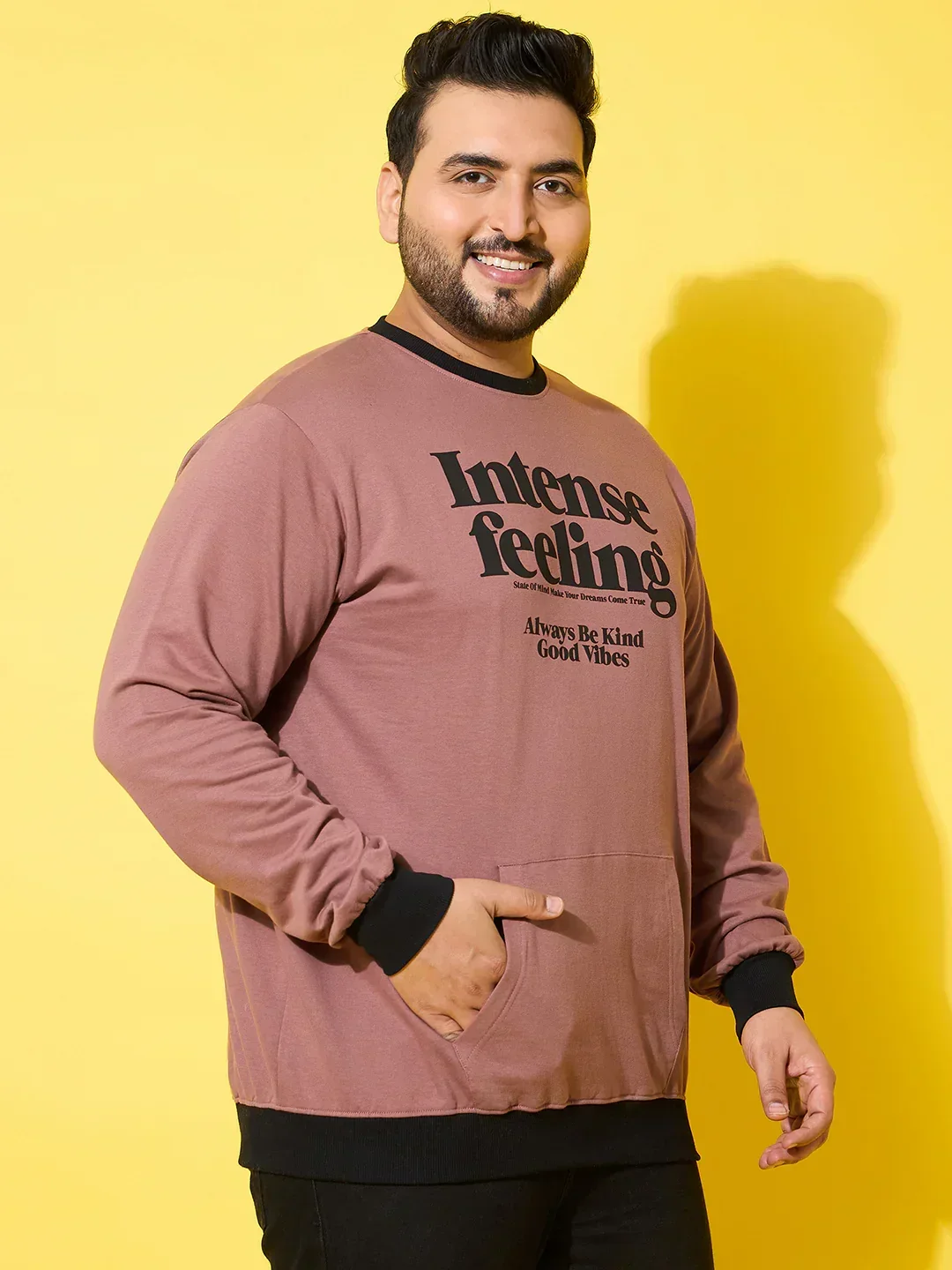 Men Plus Size Surge Peach Printed Sweatshirt - Image 4