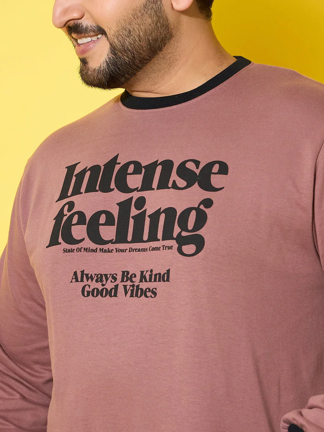 Men Plus Size Surge Peach Printed Sweatshirt - Image 5