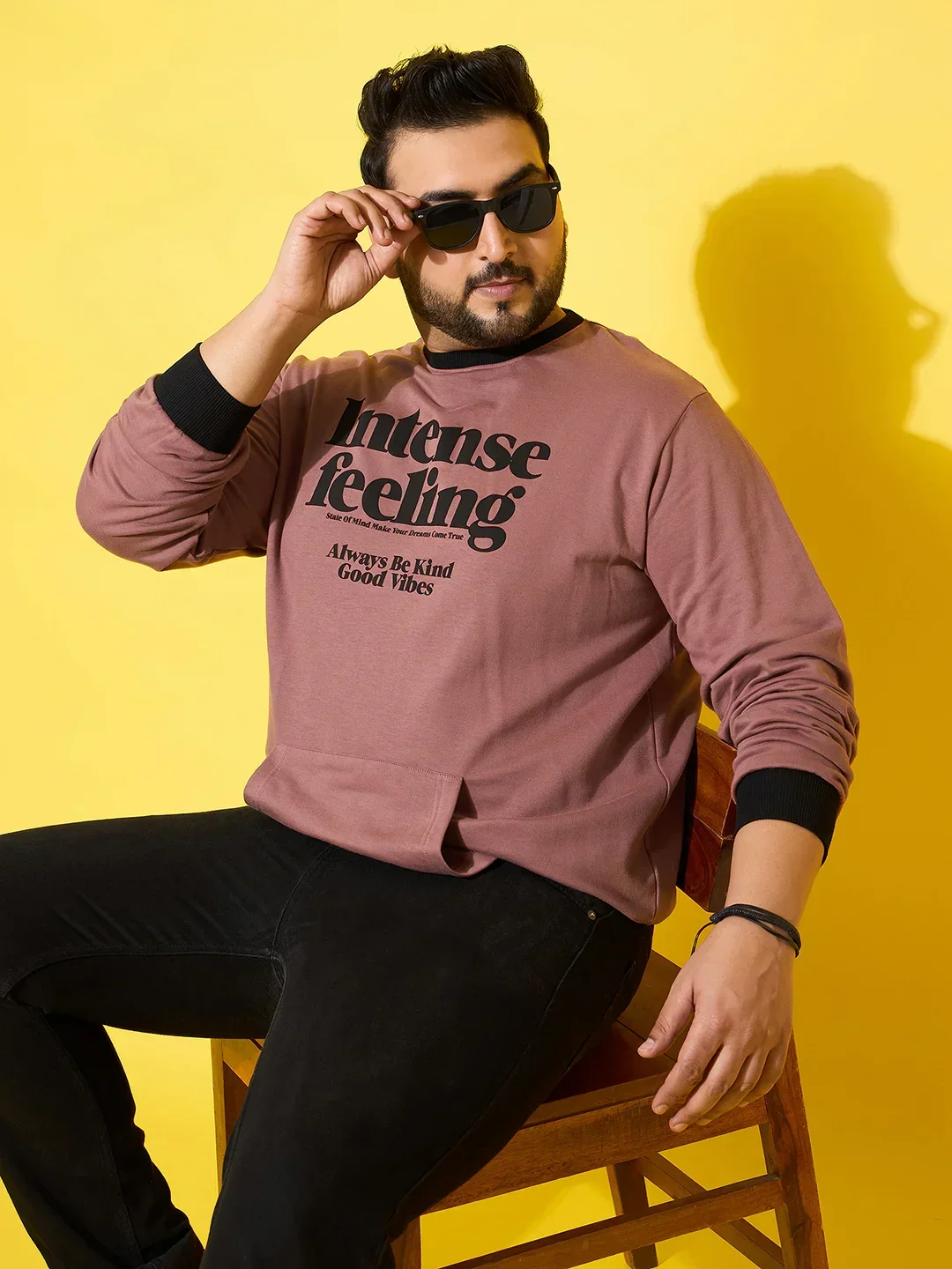 Men Plus Size Surge Peach Printed Sweatshirt - Image 6