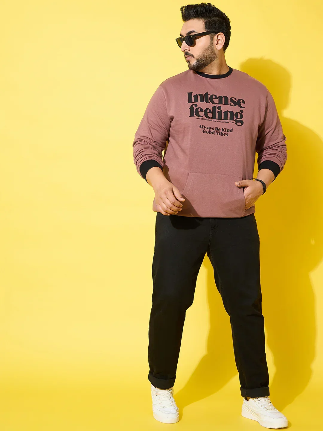 Men Plus Size Surge Peach Printed Sweatshirt - Image 8