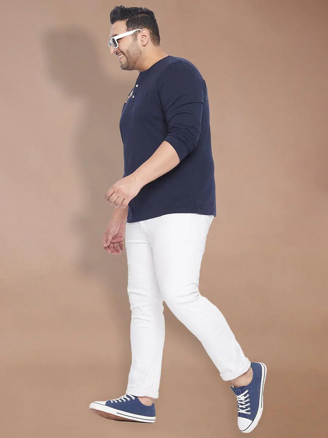 Men Plus Size Tackly Solid Henley Tshirt - Image 2
