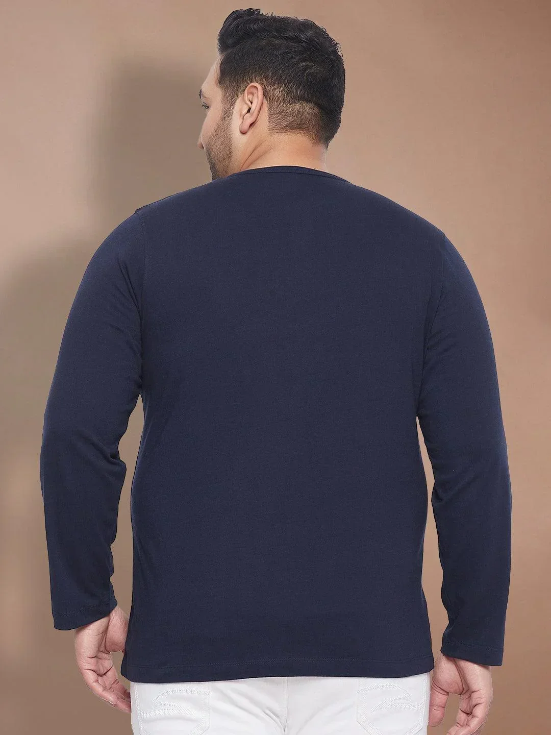 Men Plus Size Tackly Solid Henley Tshirt - Image 5
