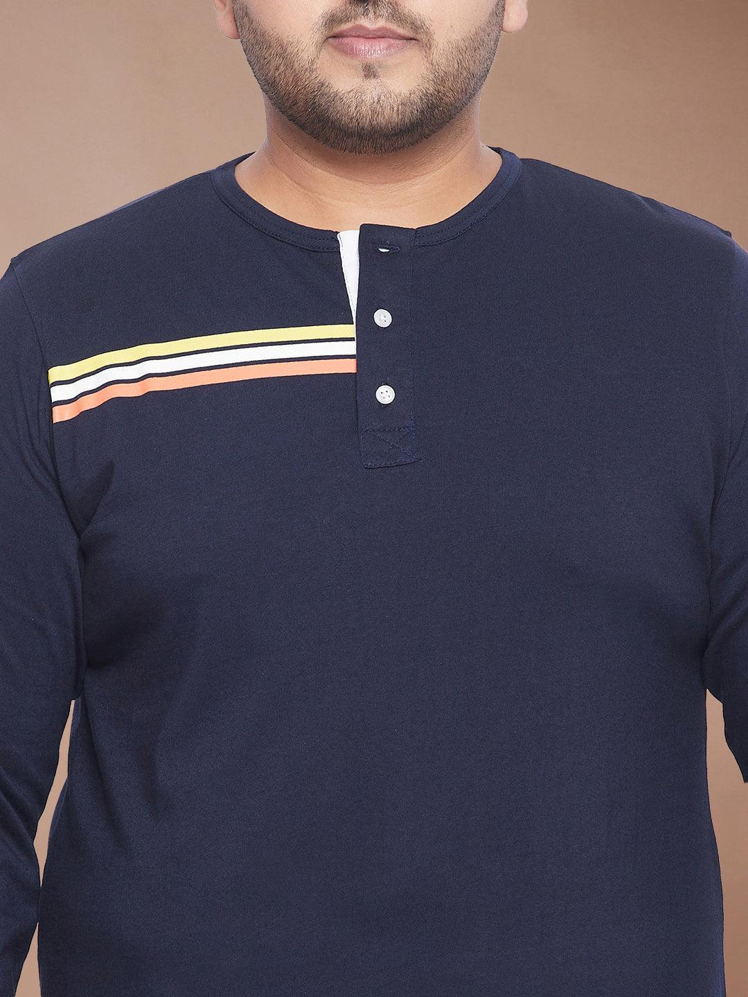 Men Plus Size Tackly Solid Henley Tshirt - Image 6