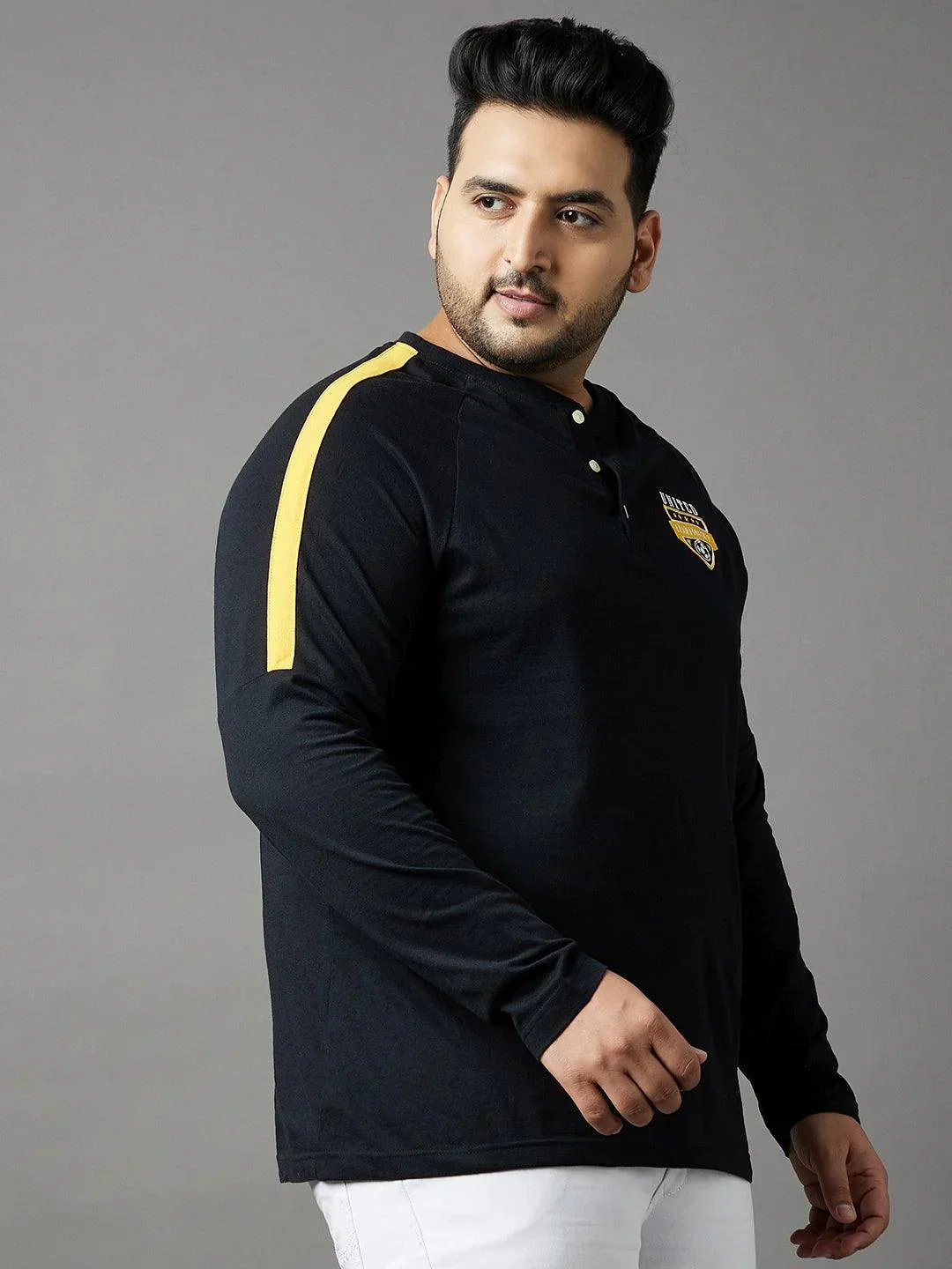 Men Plus Size Tactics Colorblock Henley Tshirt - Image 5