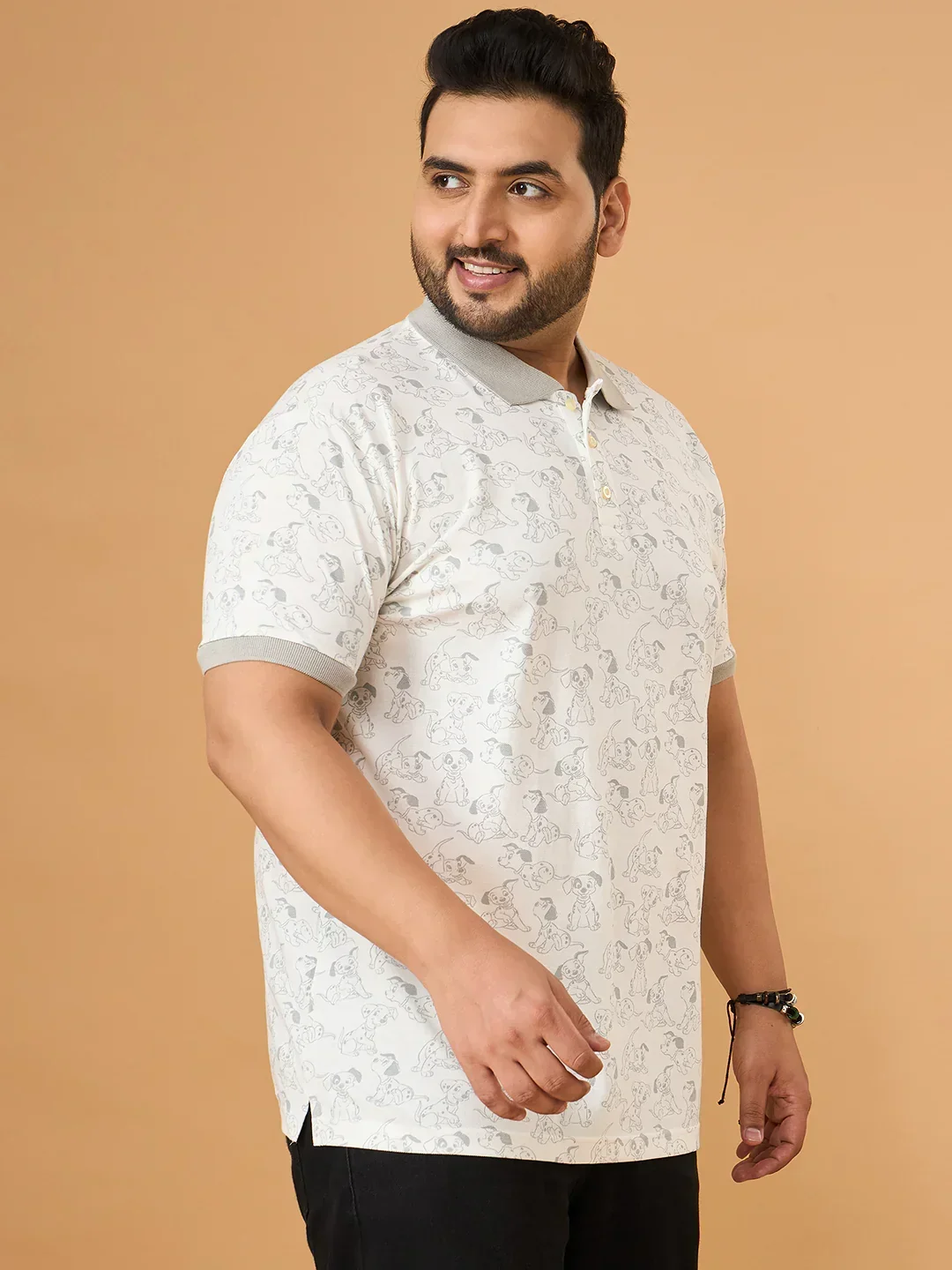 Men Plus Size Tails White Printed Polo Tshirt - Image 4