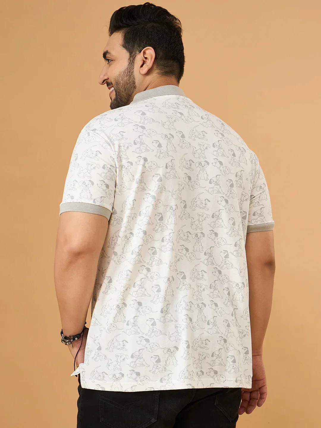 Men Plus Size Tails White Printed Polo Tshirt - Image 5