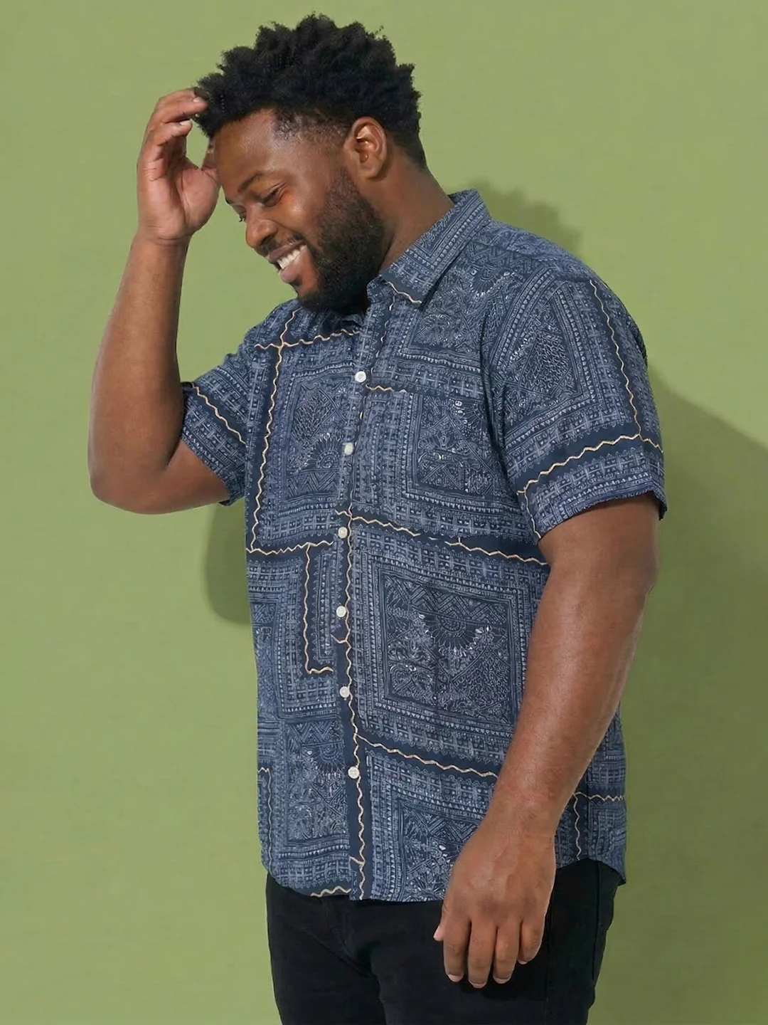 Men Plus Size Talisman Multicolor Printed Casual Shirt - Image 4