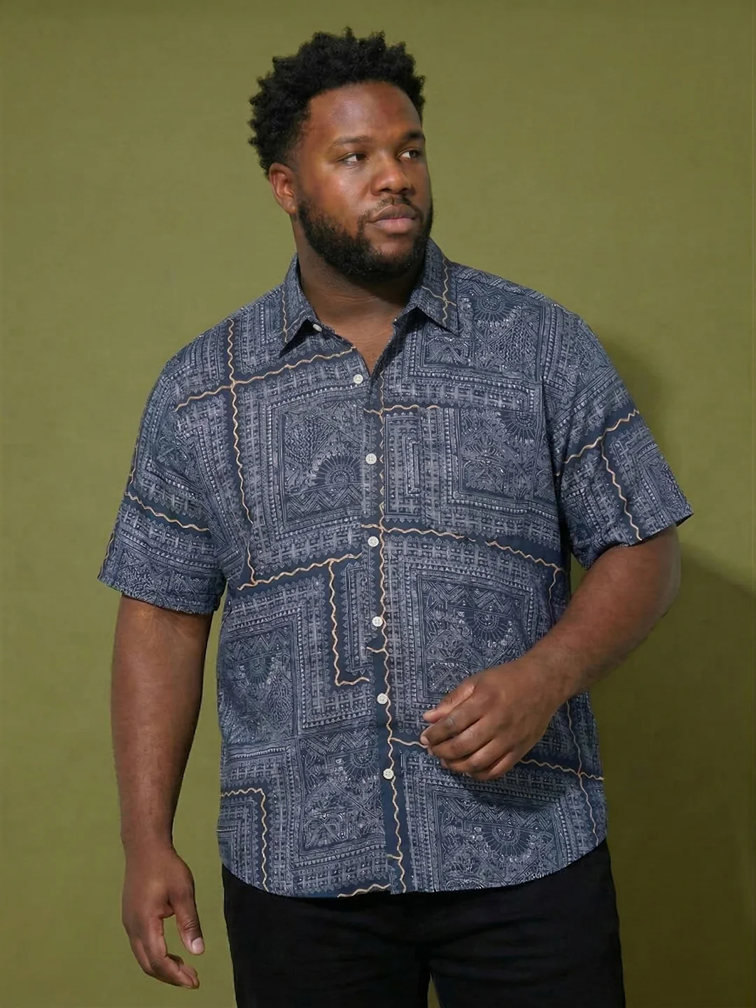 Men Plus Size Talisman Multicolor Printed Casual Shirt - Image 6