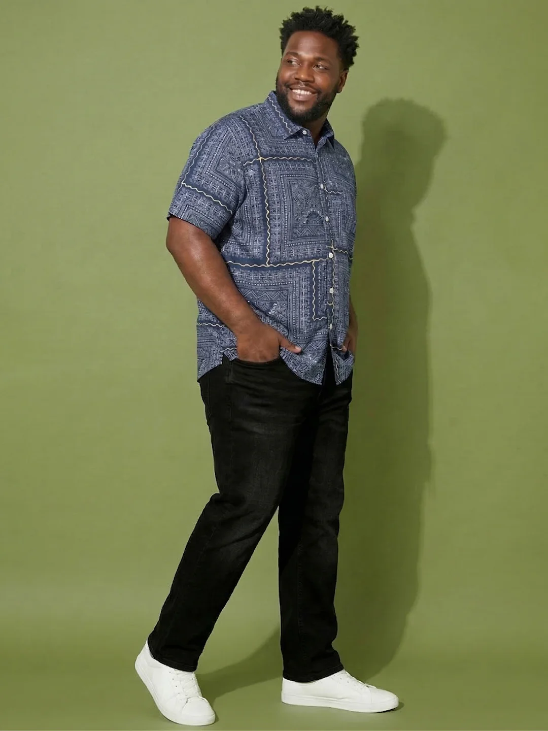 Men Plus Size Talisman Multicolor Printed Casual Shirt - Image 7