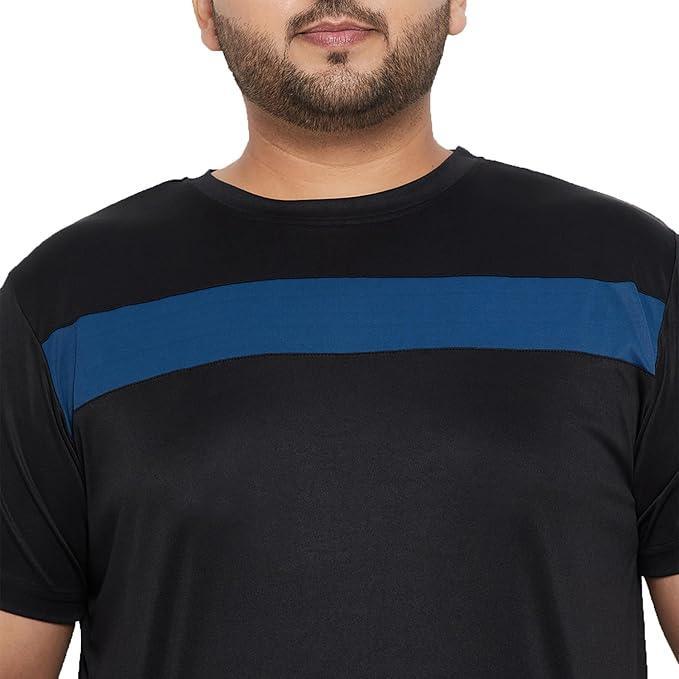Men Plus Size Tango Black Colorblock Round Neck Tshirt - Image 5