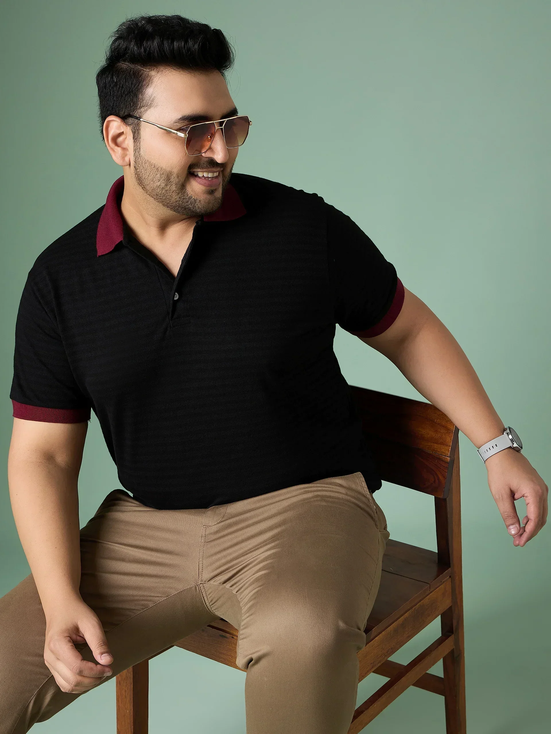 Men Plus Size Tenzil Colorblock Polo Tshirt