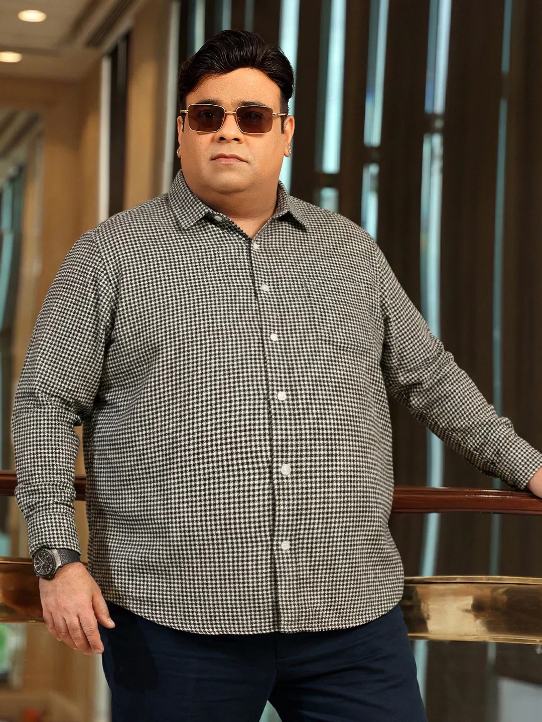 Men Plus Size Terra Multicolor Checkered Casual Shirt