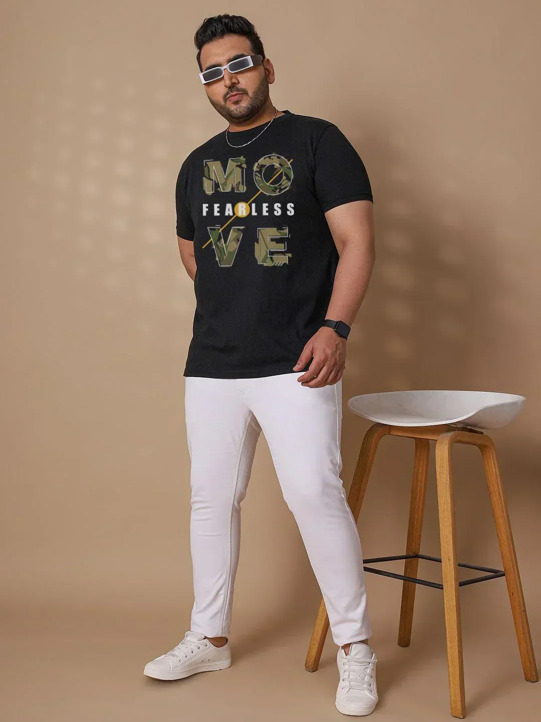 Men Plus Size Tesky Printed Round Neck Tshirt