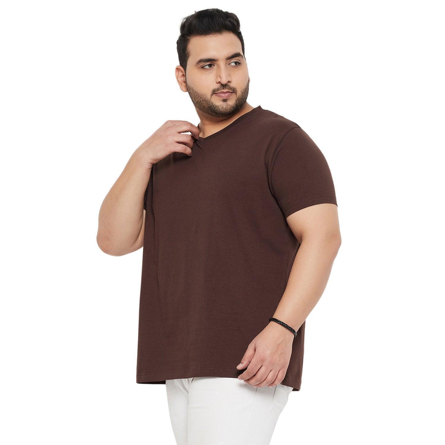 Men Plus Size Text Solid V-Neck Tshirt