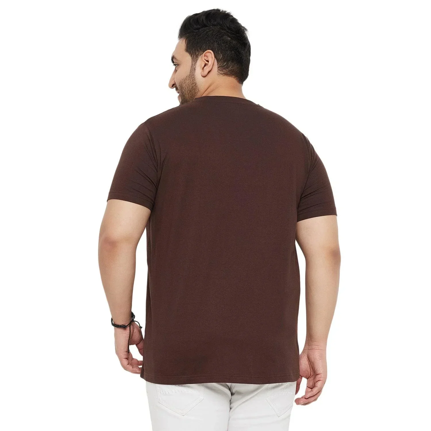 Men Plus Size Text Solid V-Neck Tshirt - Image 5