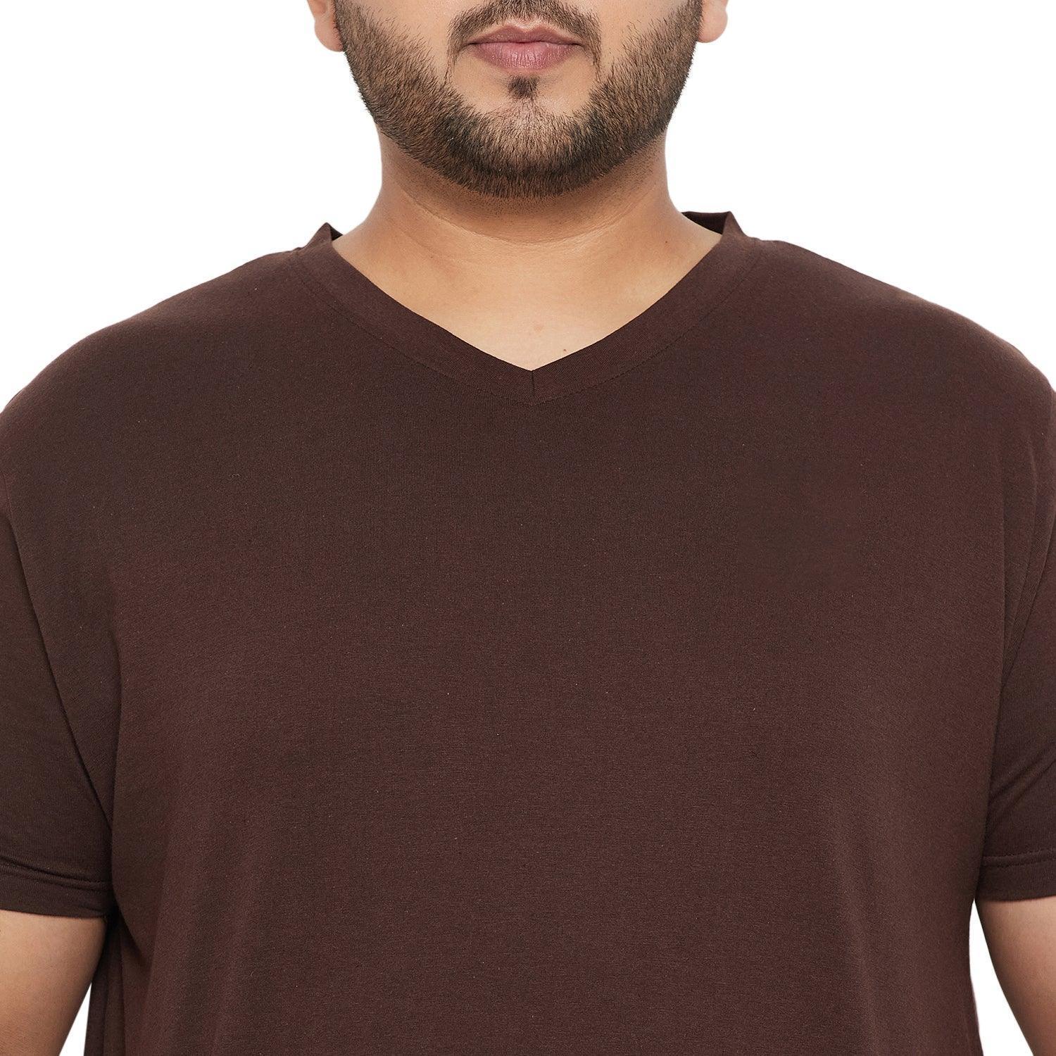 Men Plus Size Text Solid V-Neck Tshirt - Image 6