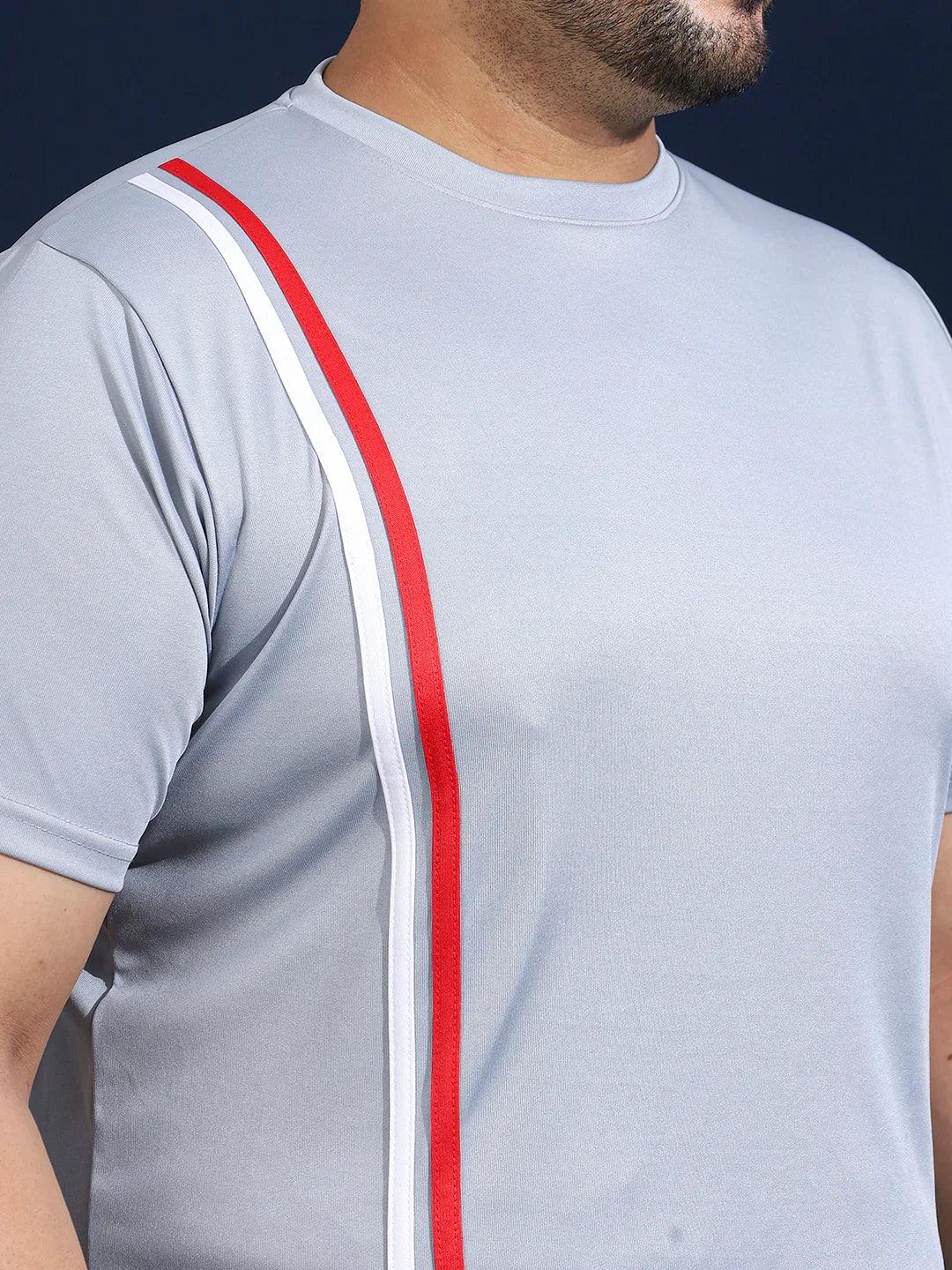 Men Plus Size Thalora-Grey Striped Grey Round Neck Tshirt - Image 6