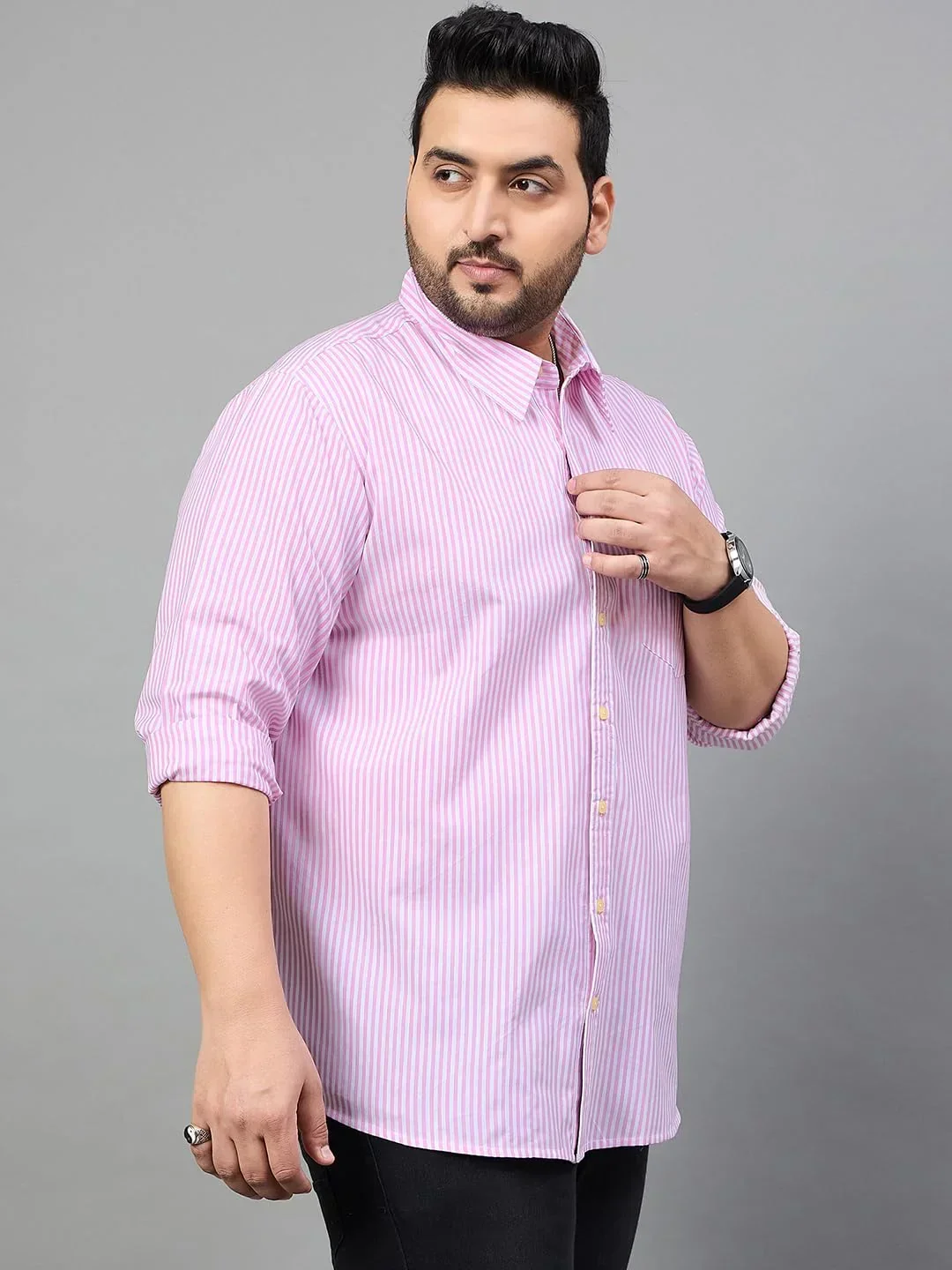 Men Plus Size Thiago Striped Shirt - Image 3