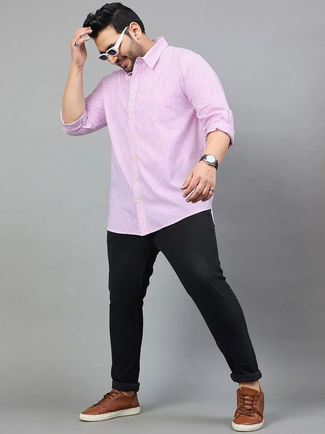 Men Plus Size Thiago Striped Shirt - Image 7