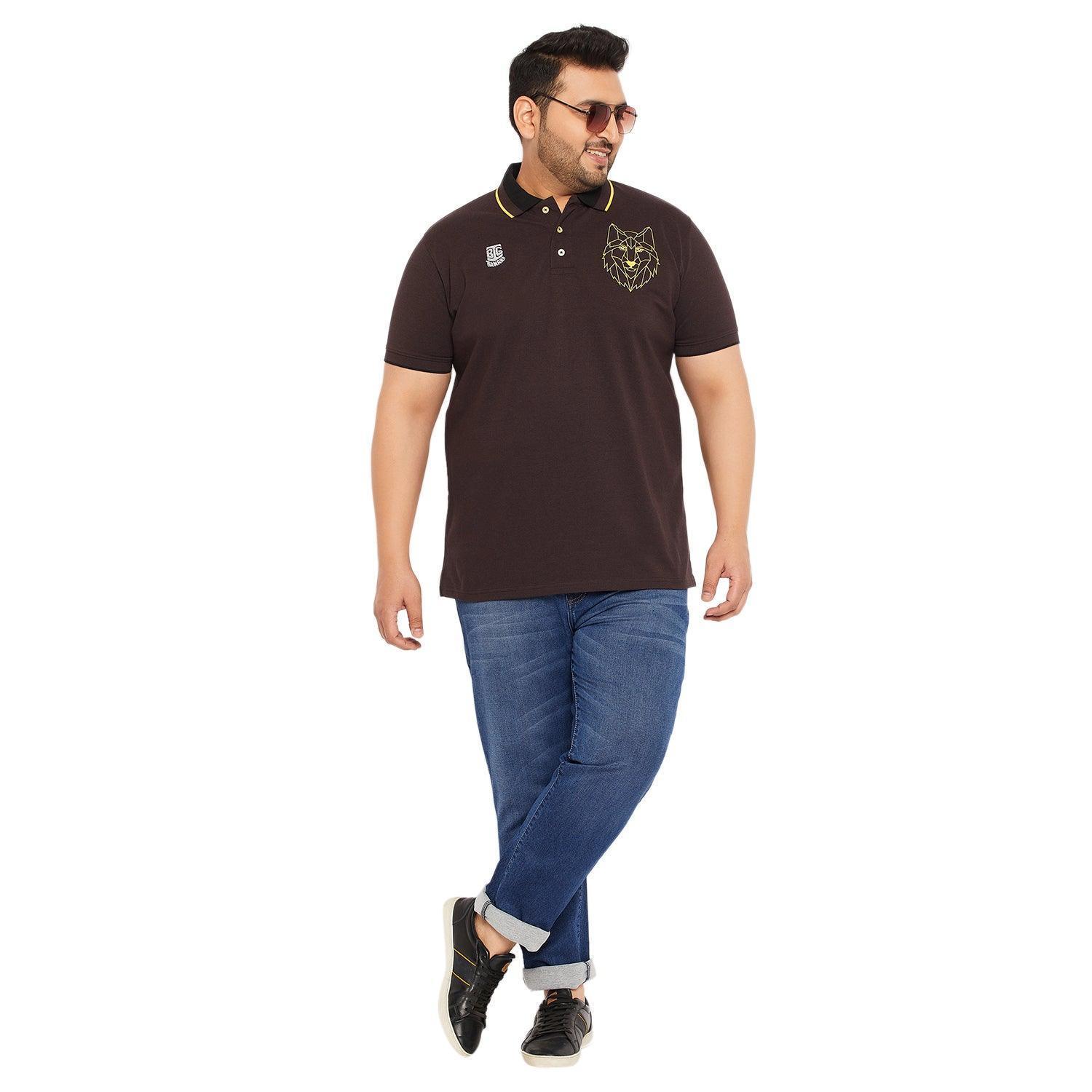 Men Plus Size Thom-Brown Solid Polo Tshirt - Image 2