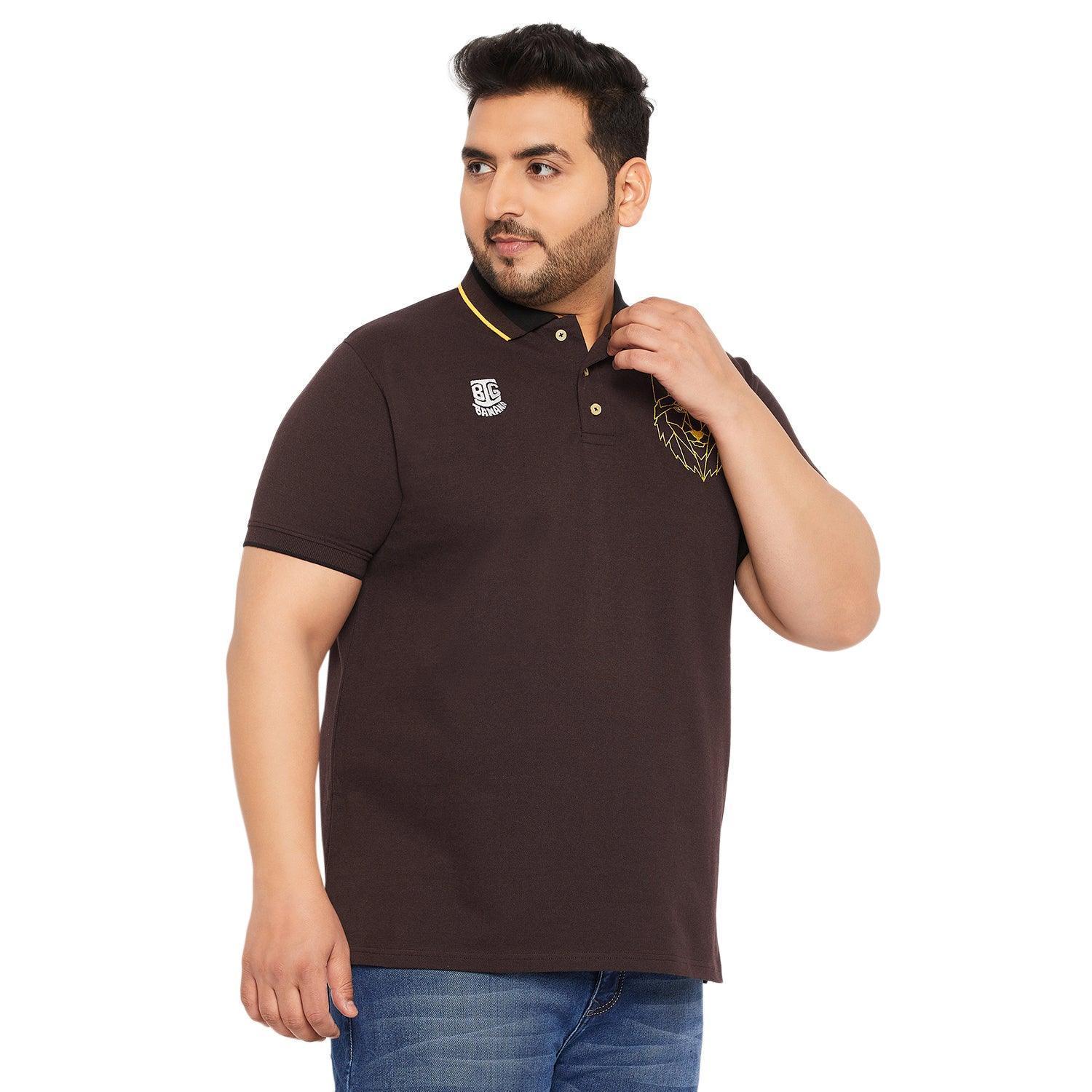 Men Plus Size Thom-Brown Solid Polo Tshirt - Image 4