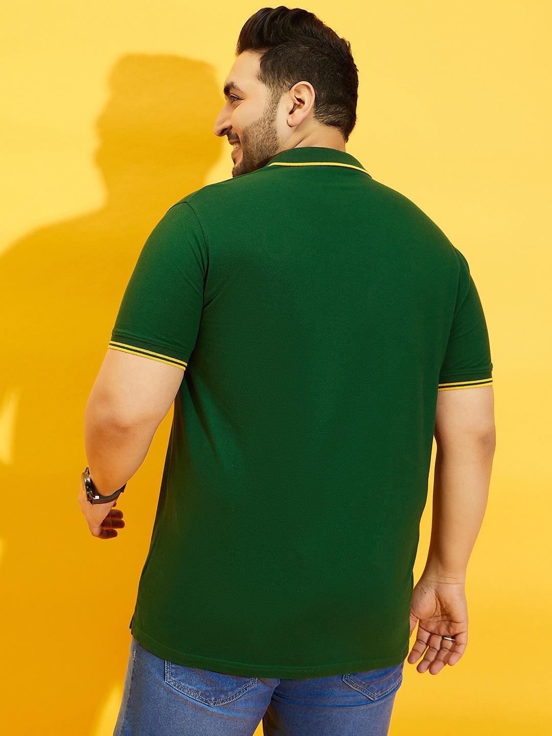 Men Plus Size Thom-Green Solid Polo Tshirt - Image 6