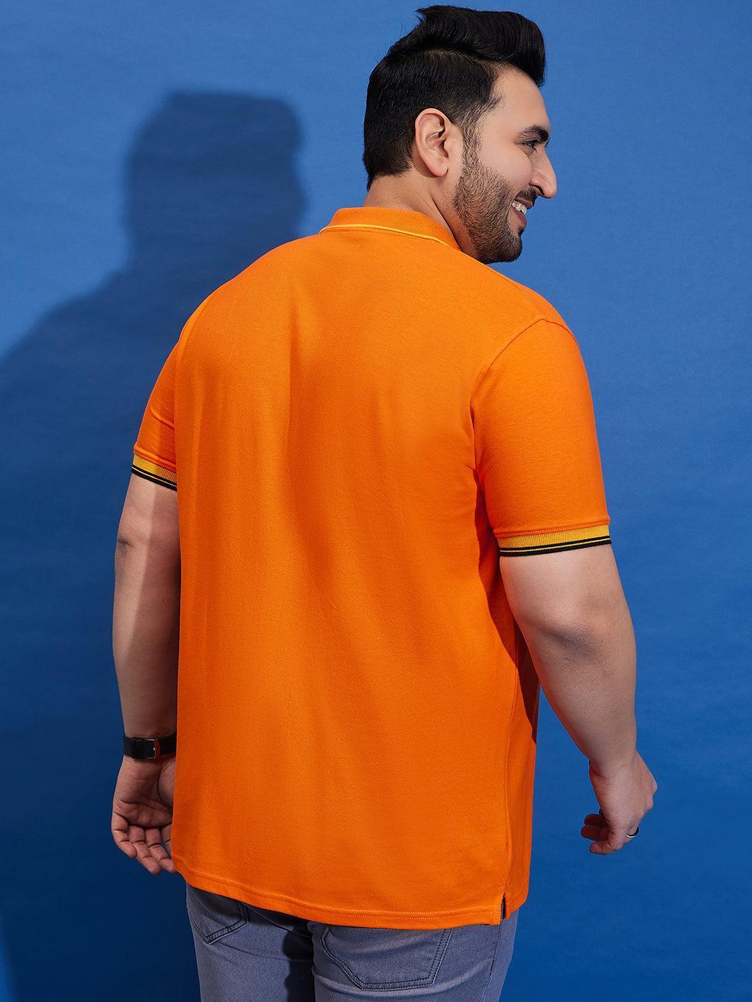 Men Plus Size Thom-Orange Solid Polo Tshirt - Image 6