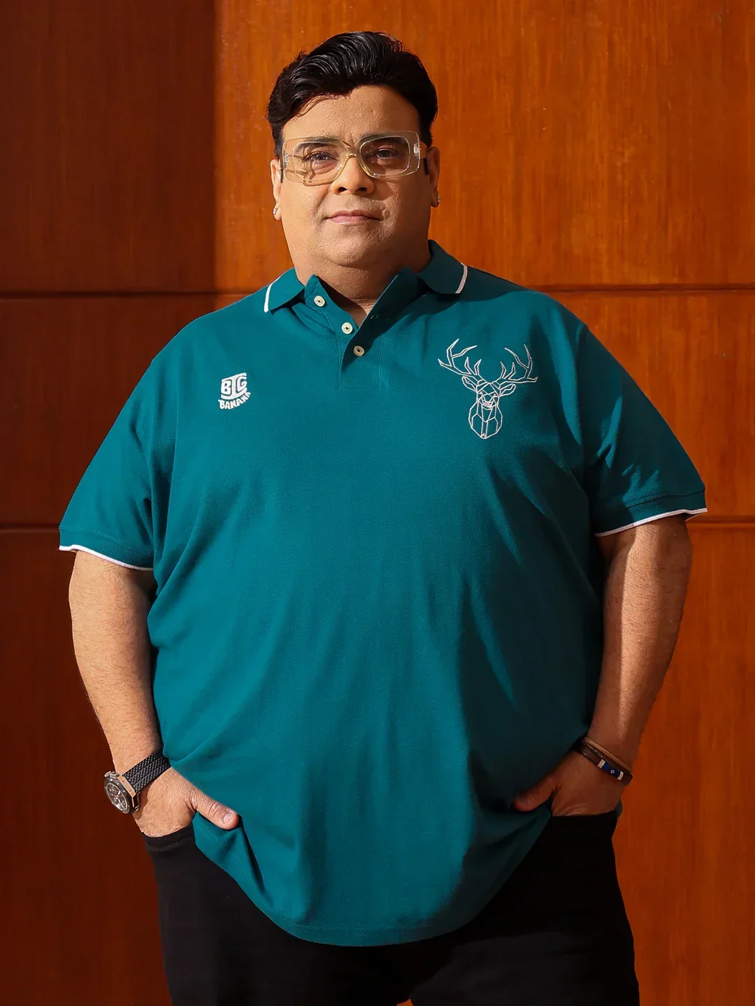 Men Plus Size Thom-Teal Solid Polo Tshirt - Image 2