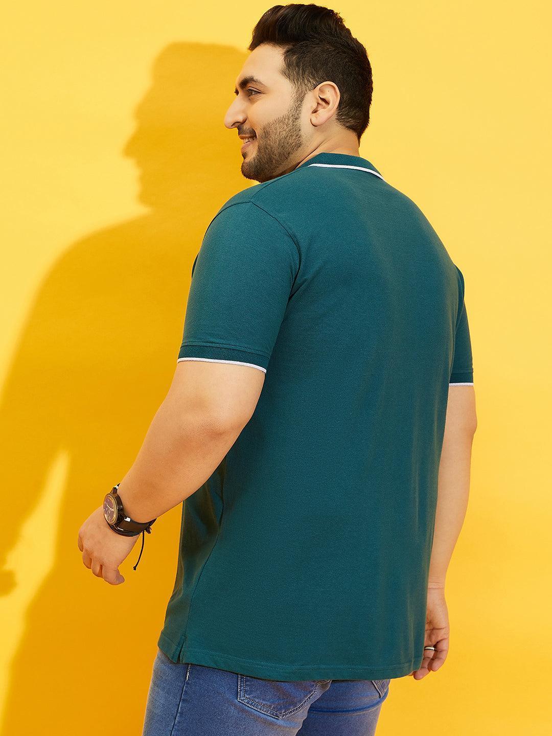 Men Plus Size Thom-Teal Solid Polo Tshirt - Image 7