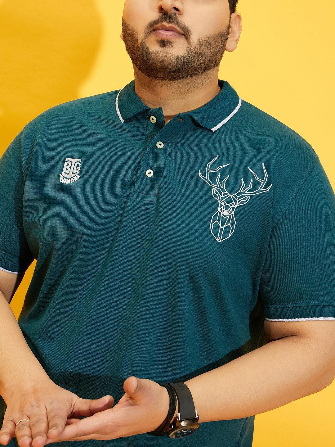 Men Plus Size Thom-Teal Solid Polo Tshirt - Image 9