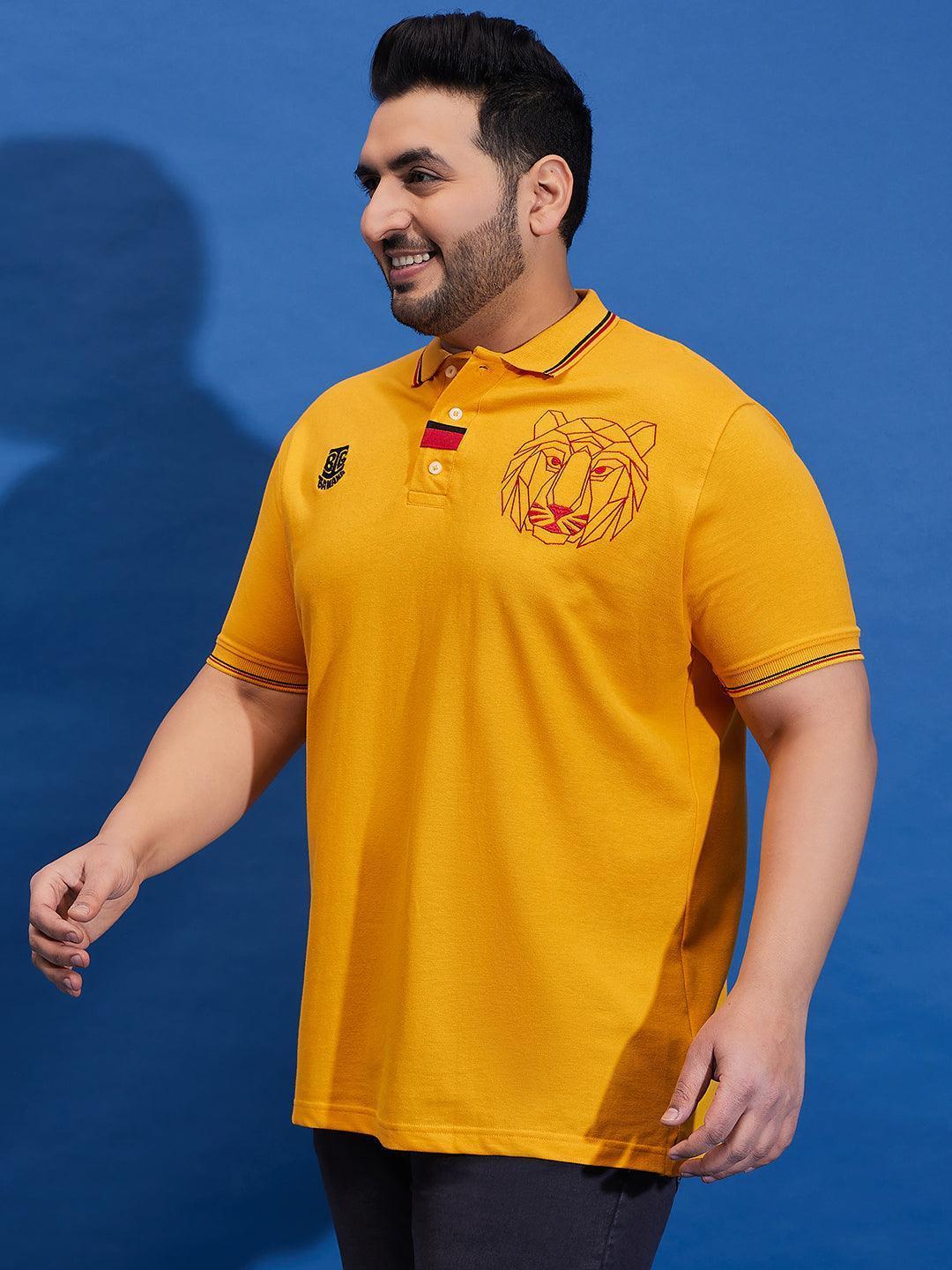 Men Plus Size Thom-Yellow Solid Polo Tshirt - Image 3