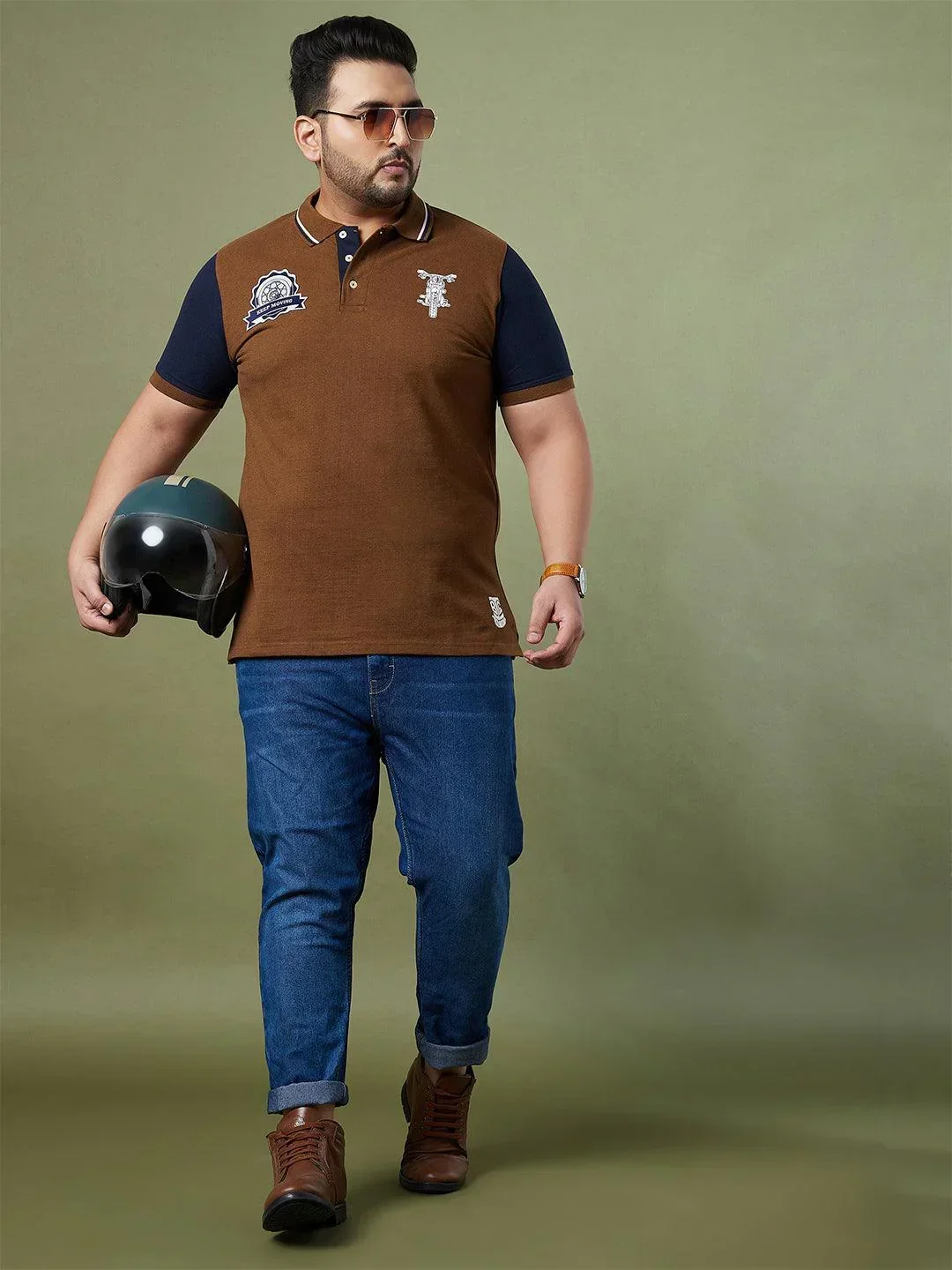 Men Plus Size Throttle Colorblock Polo Tshirt - Image 2
