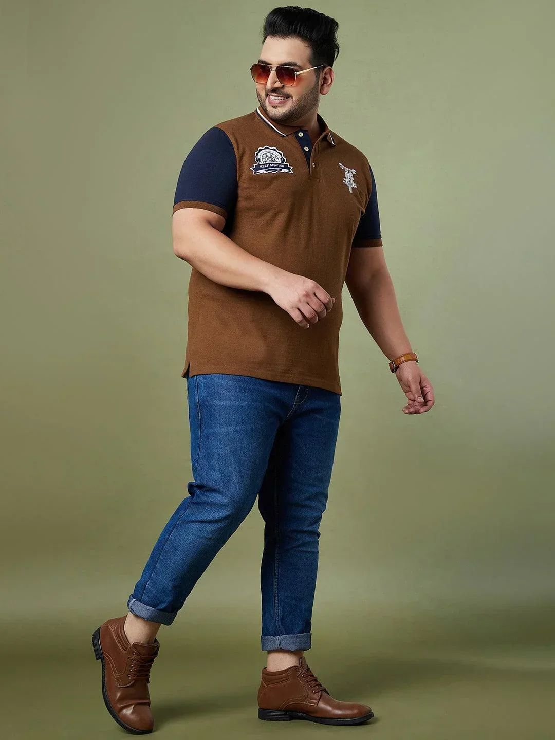 Men Plus Size Throttle Colorblock Polo Tshirt - Image 4