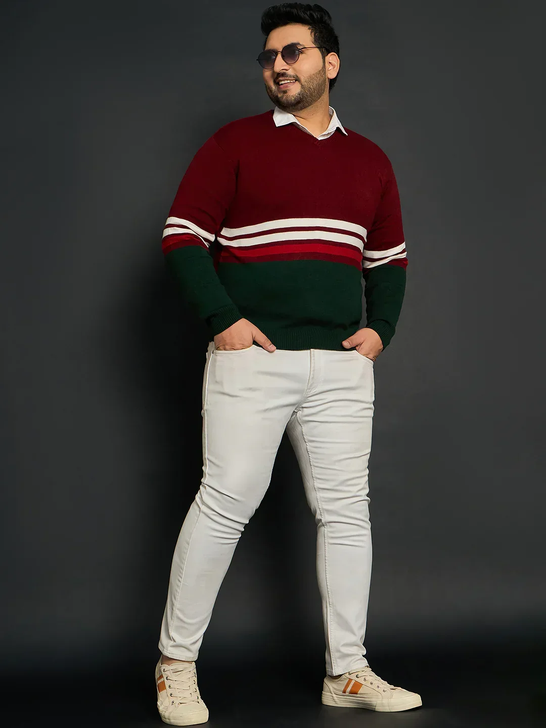 Men Plus Size Tigoa Colourblocked Sweater - Image 2