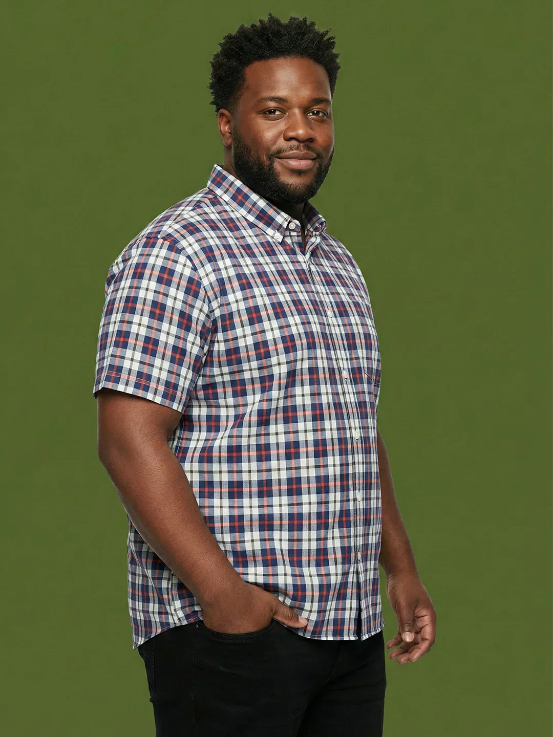 Men Plus Size Time Multicolor Checkered Casual Shirt - Image 6